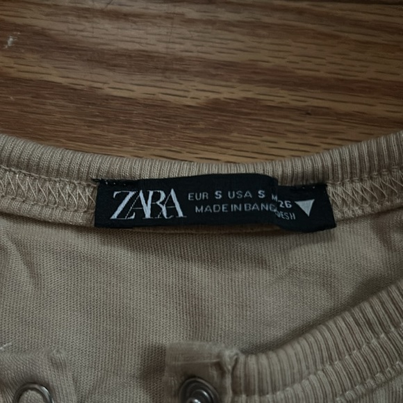👚3/$20 👚 Zara Tan Brown Babydoll Crop Top T-Shirt - Picture 2 of 4